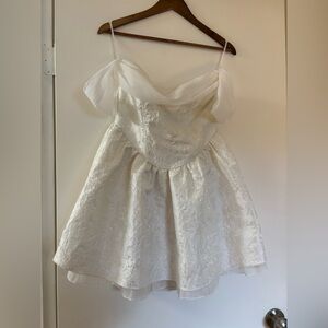 Lulus Romantic Off-Shoulder White Mini Dress